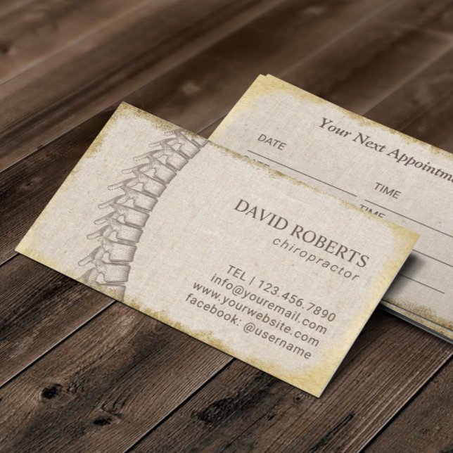 Chiropractor Spine Vintage Gold Grunge Appointment Card (Creator Uploaded)
