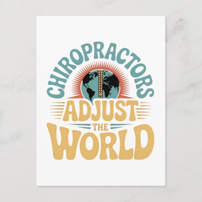 Chiropractors Adjust the World Retro Design Postcard (Front)