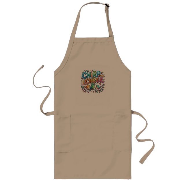 Chirp Cheer Cute Bird T-Shirt Long Apron (Front)