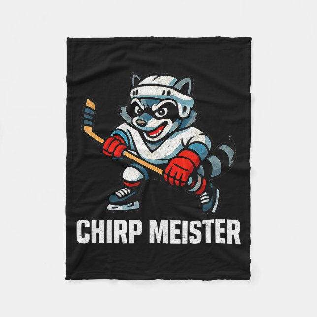 Chirp Meister Funny Hockey Raccoon Traalker  Fleece Blanket (Front)
