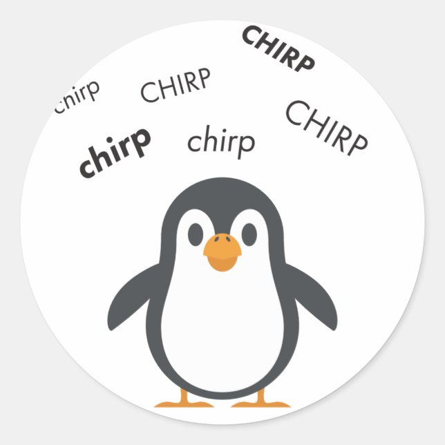 Chirp Penguin Cute Emoji Classic Round Sticker (Front)