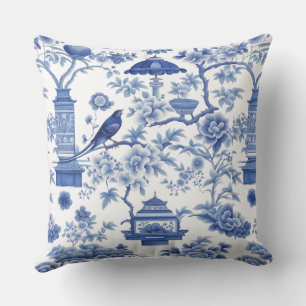 CHIRPING CHINOISERIE IN BLUE! CUSHION