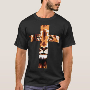 Chirstian Cross Lion Judah Jesus God Faith T-Shirt