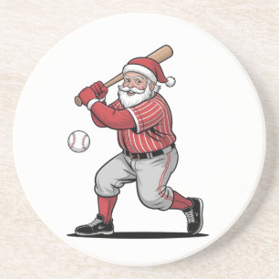 Chirstmas Baseball  Playing Santa Claus Sport  Coaster