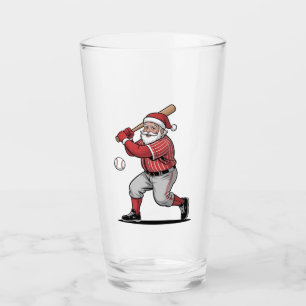 Chirstmas Baseball Playing Santa Claus Sport Glass