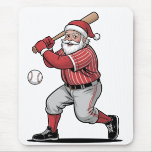 Chirstmas Baseball Playing Santa Claus Sport Mouse Pad