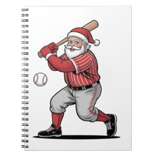 Chirstmas Baseball  Playing Santa Claus Sport  Notebook