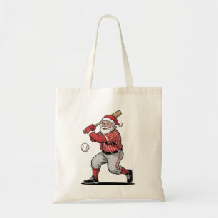 Chirstmas Baseball  Playing Santa Claus Sport  Tote Bag
