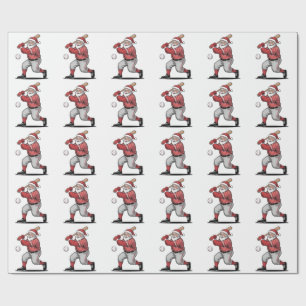 Chirstmas Baseball  Playing Santa Claus Sport  Wrapping Paper