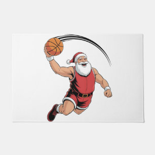 Chirstmas Basketball Playing Santa Claus Sport Doormat
