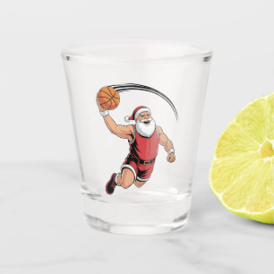 Chirstmas Basketball Playing Santa Claus Sport Shot Glass