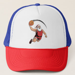 Chirstmas Basketball Playing Santa Claus Sport Trucker Hat