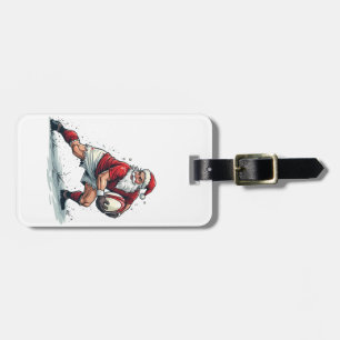 Chirstmas Fantasy Football Playing Santa Claus Luggage Tag