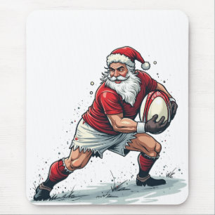 Chirstmas Fantasy Football Playing Santa Claus   Mouse Pad
