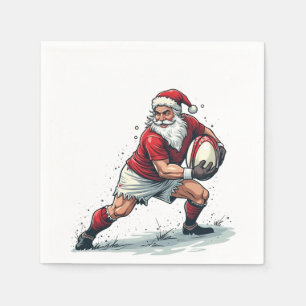 Chirstmas Fantasy Football Playing Santa Claus   Napkin
