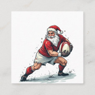 Chirstmas Fantasy Football Playing Santa Claus Square Business Card