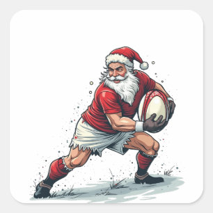 Chirstmas Fantasy Football Playing Santa Claus Square Sticker