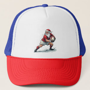 Chirstmas Fantasy Football Playing Santa Claus Trucker Hat