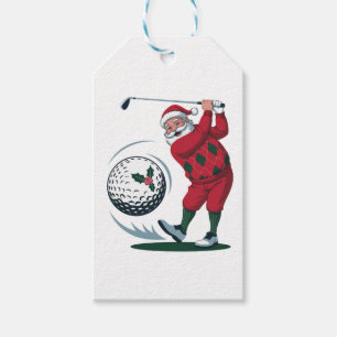 Chirstmas Fantasy Golf Playing Santa Claus   Gift Tags