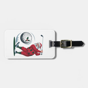 Chirstmas Fantasy Golf Playing Santa Claus   Luggage Tag