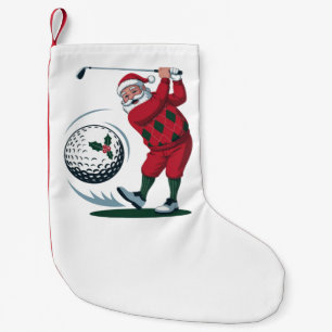 Chirstmas Fantasy Golf Playing Santa Claus   Small Christmas Stocking