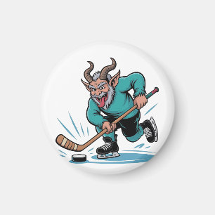 Chirstmas Playing Icehockey Spooky Christmas Sport Magnet
