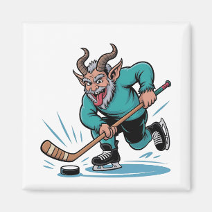 Chirstmas Playing Icehockey Spooky Christmas Sport Magnet