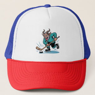 Chirstmas Playing Icehockey Spooky Christmas Sport Trucker Hat