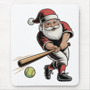 Chirstmas Softball Playing Santa Claus Sport Mouse Pad