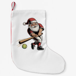 Chirstmas Softball Playing Santa Claus Sport Small Christmas Stocking