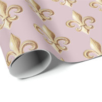 Chiseled Gold Gradient Heraldic Fleur de lis Rose