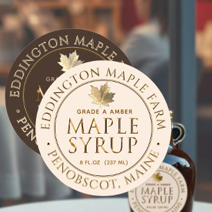Chiseled Gold Maple Syrup Label with Gold Leaf