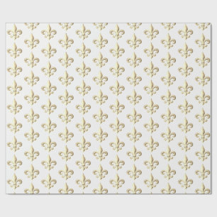 Chiseled MetallicGold Heraldic Fleur de lis Paris Wrapping Paper