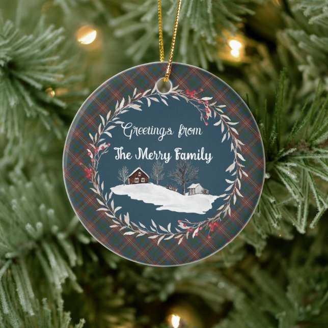 Chisholm Hunting Ancient Original Scottish Tartan  Ceramic Ornament (Tree)