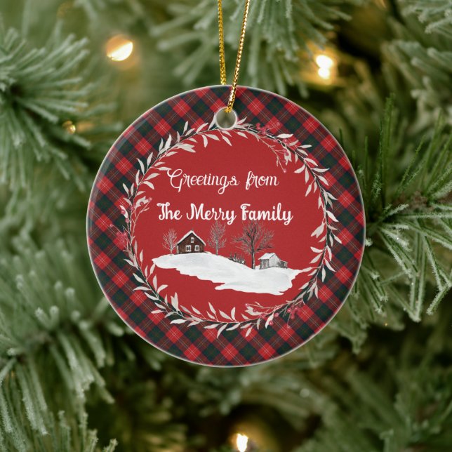 Chisholm Modern Original Scottish Tartan  Ceramic Ornament (Tree)