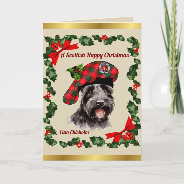 Chisholm Scottie Dog Personalised Xmas Card (Front)