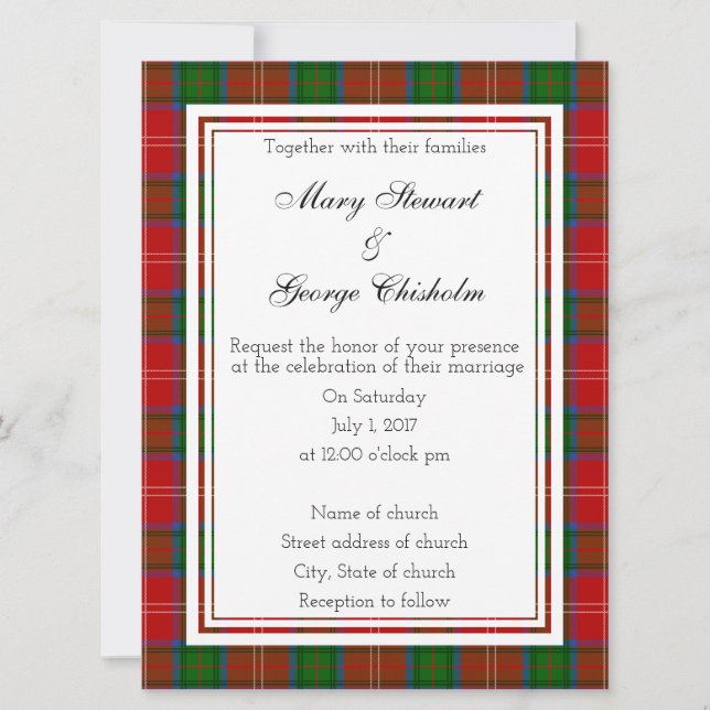 Chisholm Scottish Wedding Invitation (Front)