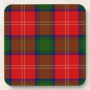Chisholm tartan red green plaid coaster