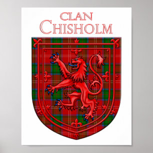 Chisholm Tartan Scottish Plaid Lion Rampant Poster