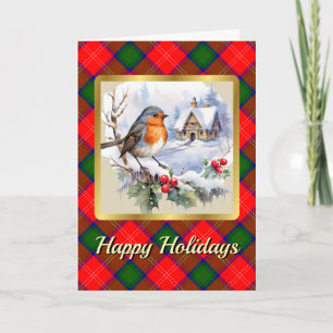 Chisholm Tartan w/Robin Personalised Xmas Card