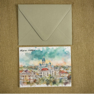 Chisinau Moldova Watercolor Painting City View Postcard