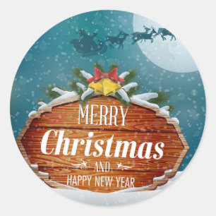 Chistmas and new year classic round sticker