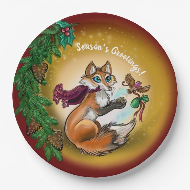 Chistmas gifting Fox Paper Plate (Front)