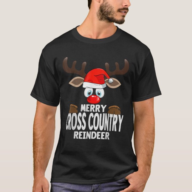 Chistmas Matching Merry Cross Country Reindeer Paj T-Shirt (Front)