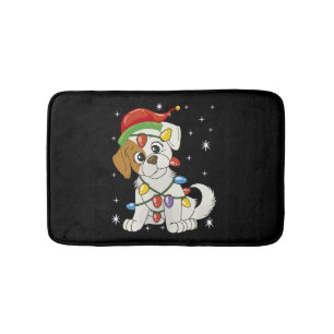 Chistmas Season Santa Jack Russell Terrier Bath Mat