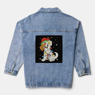 Chistmas Season Santa Jack Russell Terrier Denim Jacket