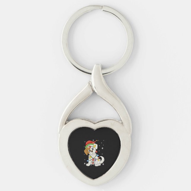 Chistmas Season Santa Jack Russell Terrier Key Ring (Front)