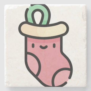 chistmas stocking stone coaster