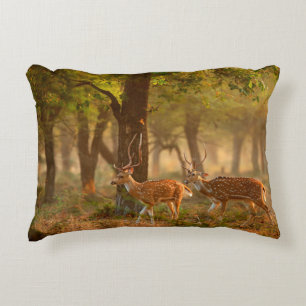 Chital or cheetal, Axis axis, spotted deers or axi Decorative Cushion