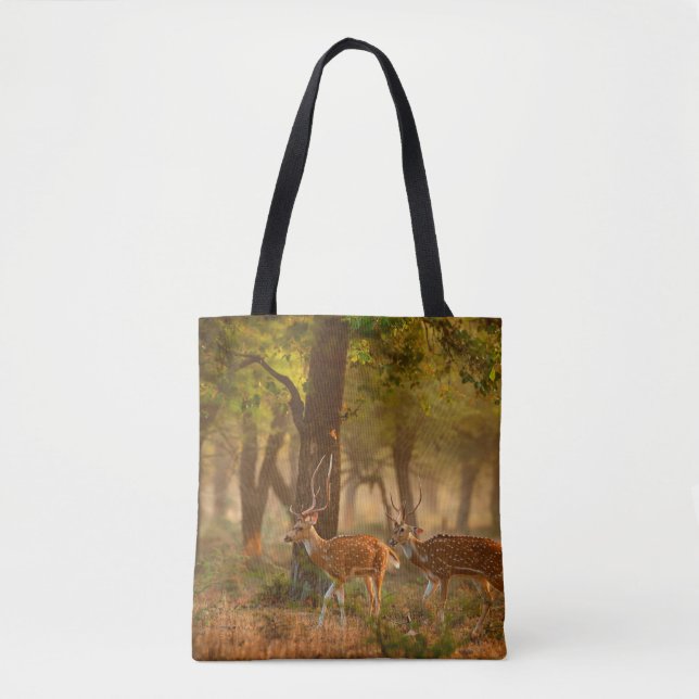 Chital or cheetal, Axis axis, spotted deers or axi Tote Bag (Front)